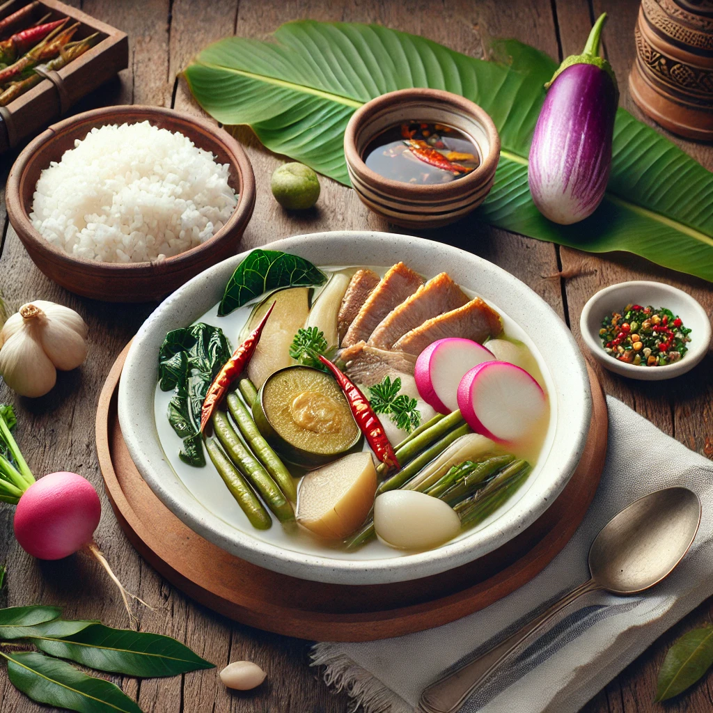 a bowl of soup with vegetables and rice